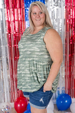 Renee Ruffle Tank Top - Camo