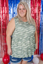 Renee Ruffle Tank Top - Camo