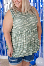 Renee Ruffle Tank Top - Camo