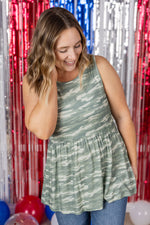 Renee Ruffle Tank Top - Camo
