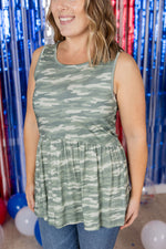 Renee Ruffle Tank Top - Camo