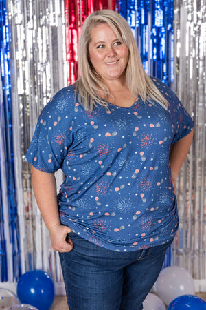 Chloe Cozy Tee - Aviators and Fireworks