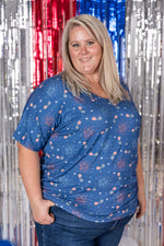 Chloe Cozy Tee - Aviators and Fireworks