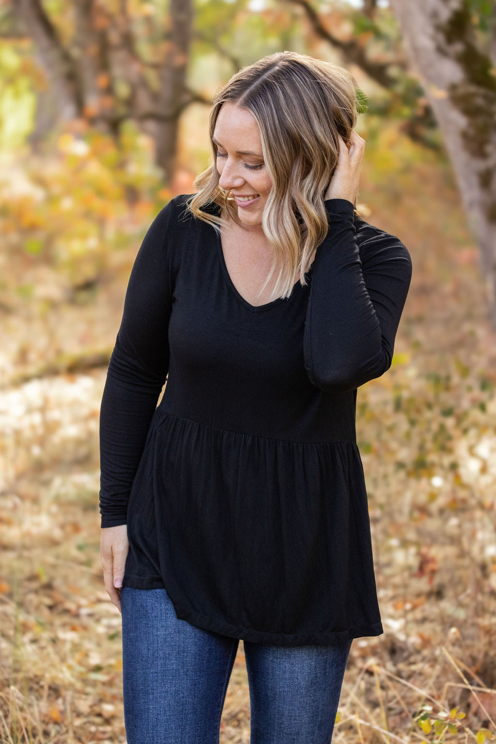 Long Sleeve Sarah Ruffle - Black