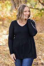 Long Sleeve Sarah Ruffle - Black