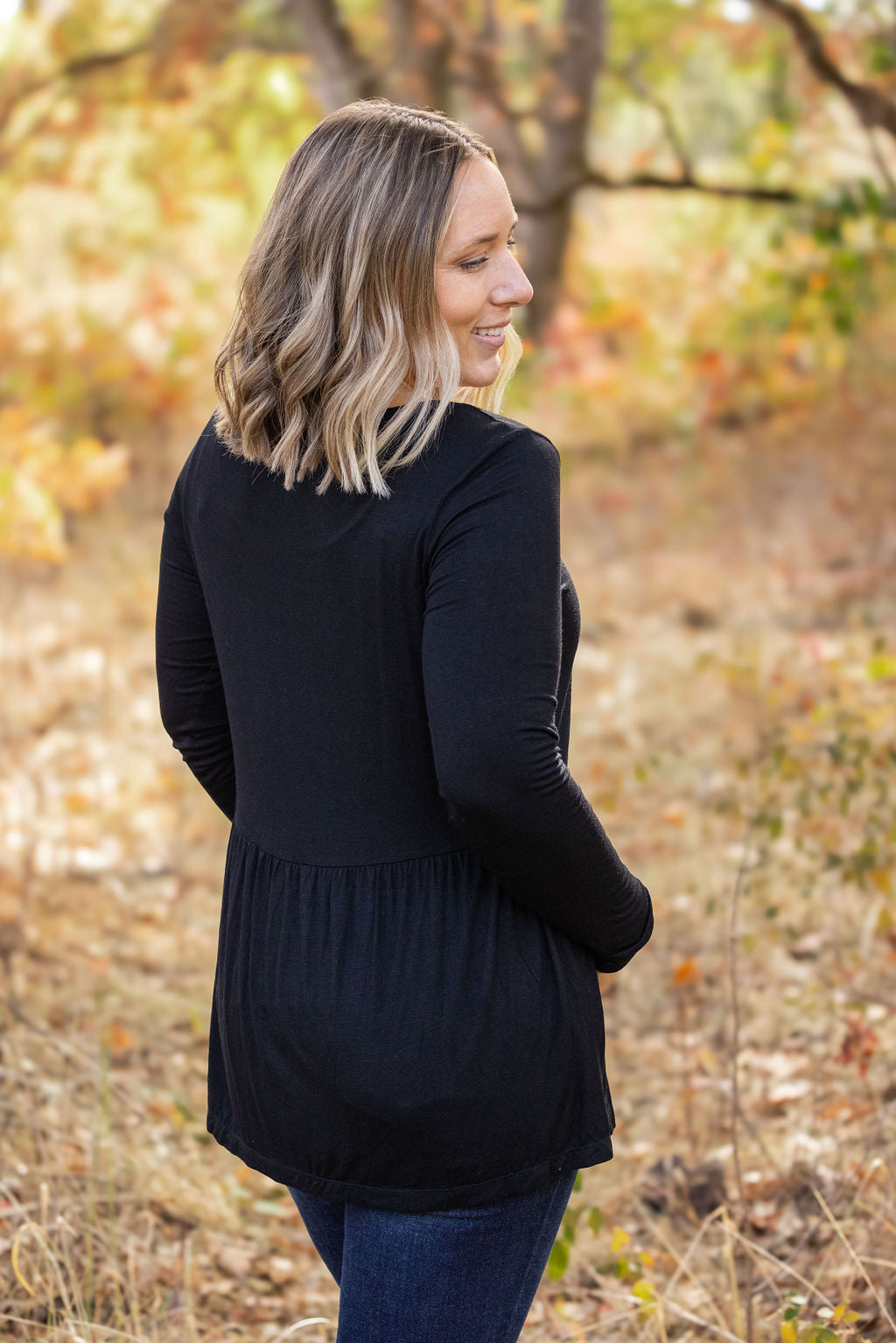 Long Sleeve Sarah Ruffle - Black