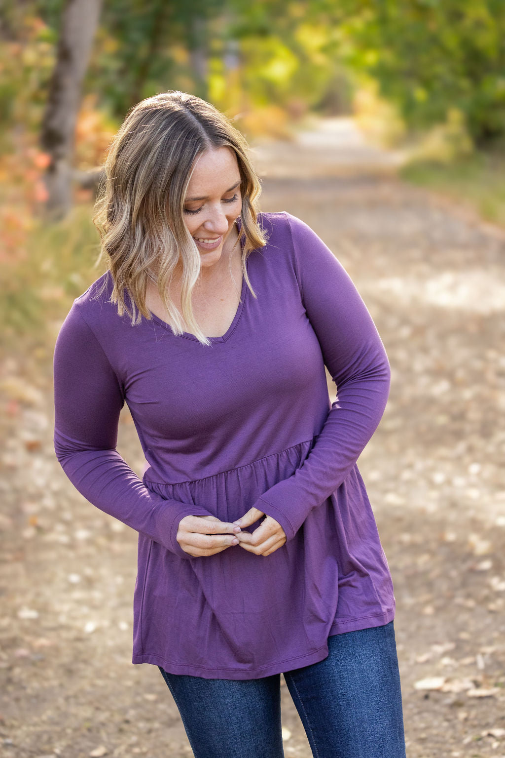 Long Sleeve Sarah Ruffle - Purple