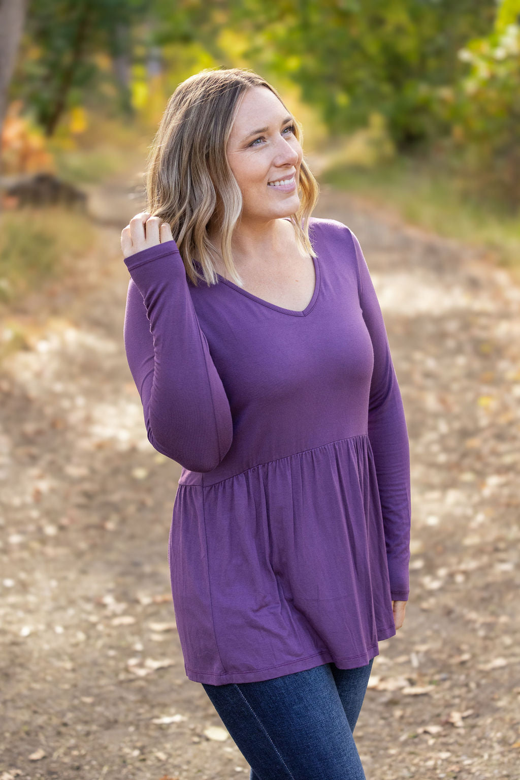 Long Sleeve Sarah Ruffle - Purple