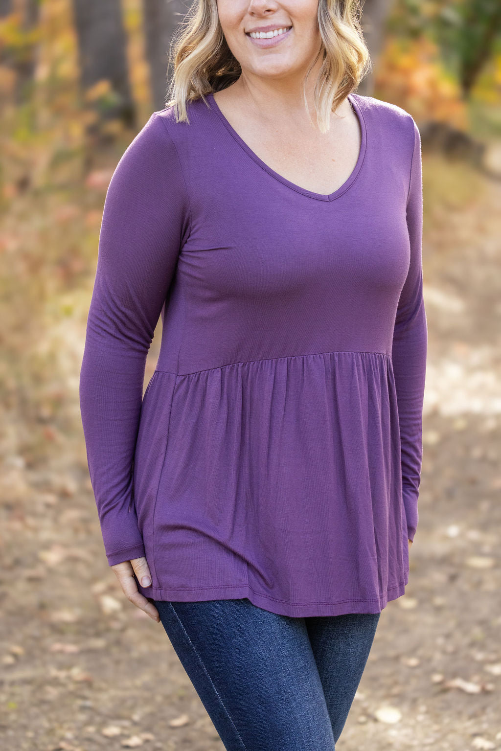 Long Sleeve Sarah Ruffle - Purple