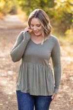 Long Sleeve Sarah Ruffle - Olive