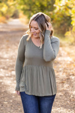 Long Sleeve Sarah Ruffle - Olive