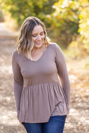 Long Sleeve Sarah Ruffle - Mocha