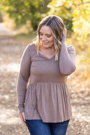 Long Sleeve Sarah Ruffle - Mocha