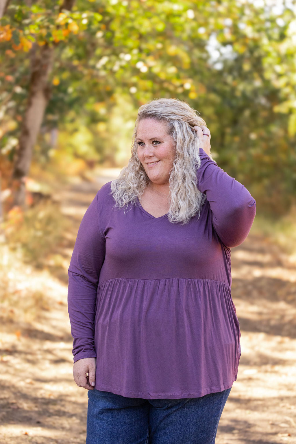 Long Sleeve Sarah Ruffle - Purple