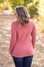 Brielle Henley Ribbed Long Sleeve - Terra Cotta