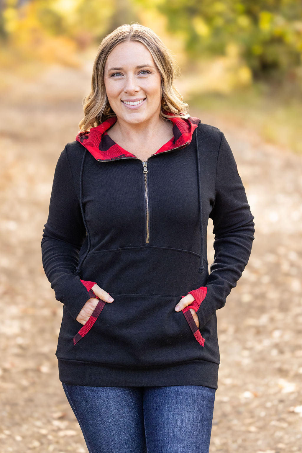 Avery Accent HalfZip Hoodie - Buffalo Plaid