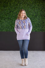 Hailey Pullover Hoodie - Lavender and Dark Geometric MM EXCLUSIVE