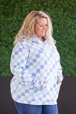 Hailey Pullover Hoodie - Blue and Mint Checker MM EXCLUSIVE