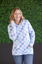 Hailey Pullover Hoodie - Blue and Mint Checker MM EXCLUSIVE