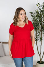 Sarah Ruffle Short Sleeve - Red