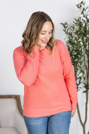 Corrine Ribbed Pullover Top - Coral