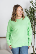 Corrine Ribbed Pullover Top - Lime