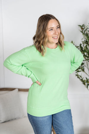 Corrine Ribbed Pullover Top - Lime