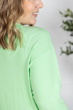 Corrine Ribbed Pullover Top - Lime