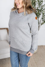 Tatum Textured Pullover Hoodie - Charcoal Stripes