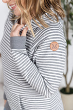 Tatum Textured Pullover Hoodie - Charcoal Stripes