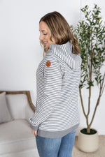 Tatum Textured Pullover Hoodie - Charcoal Stripes