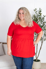 Sarah Ruffle Short Sleeve - Red