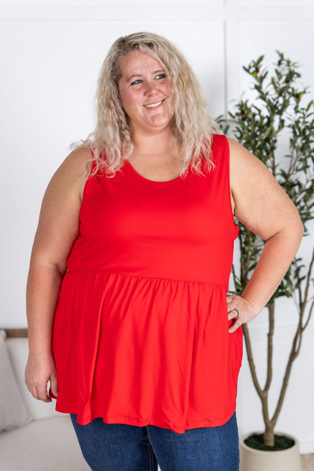 Renee Ruffle Tank - Red