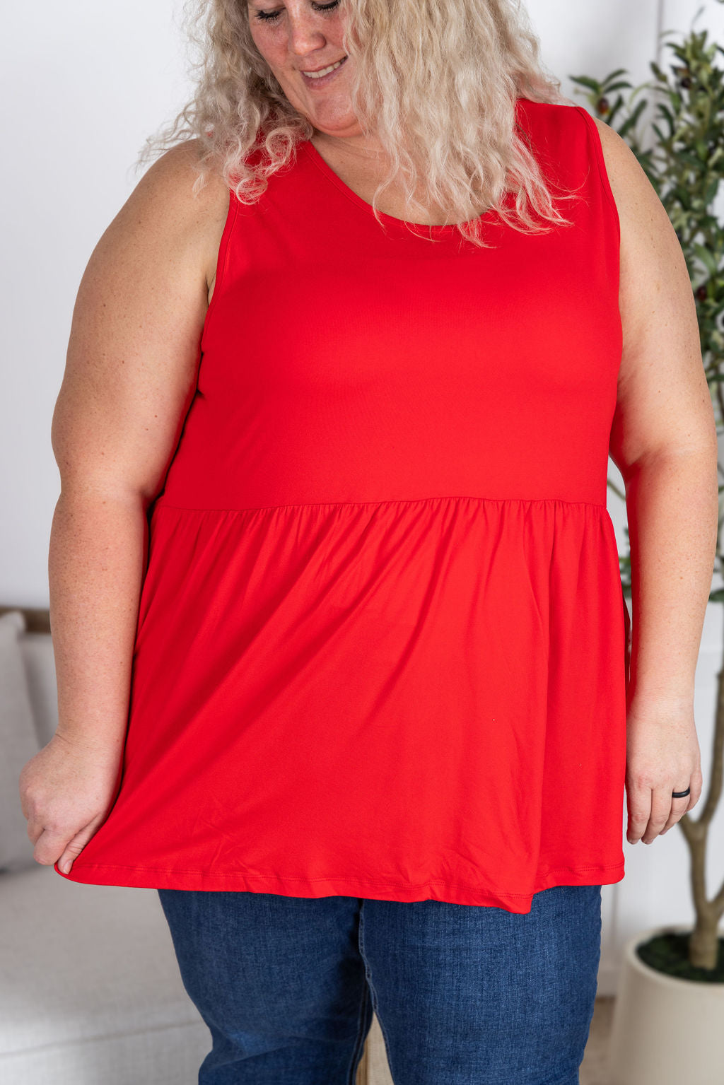 Renee Ruffle Tank - Red