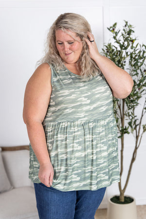 Renee Ruffle Tank Top - Camo