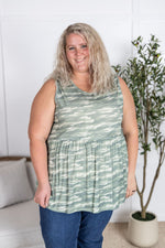 Renee Ruffle Tank Top - Camo
