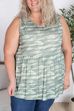 Renee Ruffle Tank Top - Camo