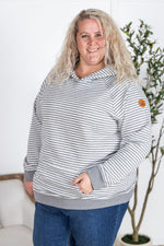 Tatum Textured Pullover Hoodie - Charcoal Stripes