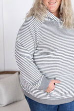 Tatum Textured Pullover Hoodie - Charcoal Stripes