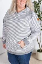 Tatum Textured Pullover Hoodie - Charcoal Stripes