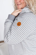 Tatum Textured Pullover Hoodie - Charcoal Stripes