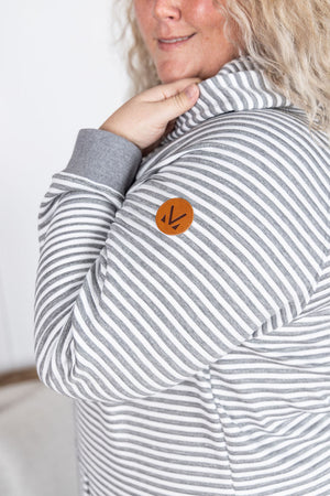 Tatum Textured Pullover Hoodie - Charcoal Stripes