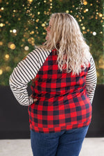 Zoey ZipCowl - Buffalo Plaid and Oatmeal Stripes