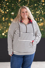 HalfZip Hoodie - Oatmeal Stripes and Buffalo Plaid