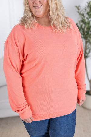 Corrine Ribbed Pullover Top - Coral