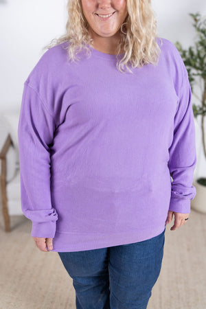 Corrine Ribbed Pullover Top - Purple