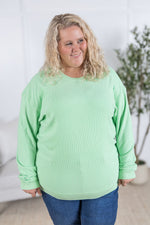 Corrine Ribbed Pullover Top - Lime