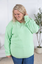 Corrine Ribbed Pullover Top - Lime