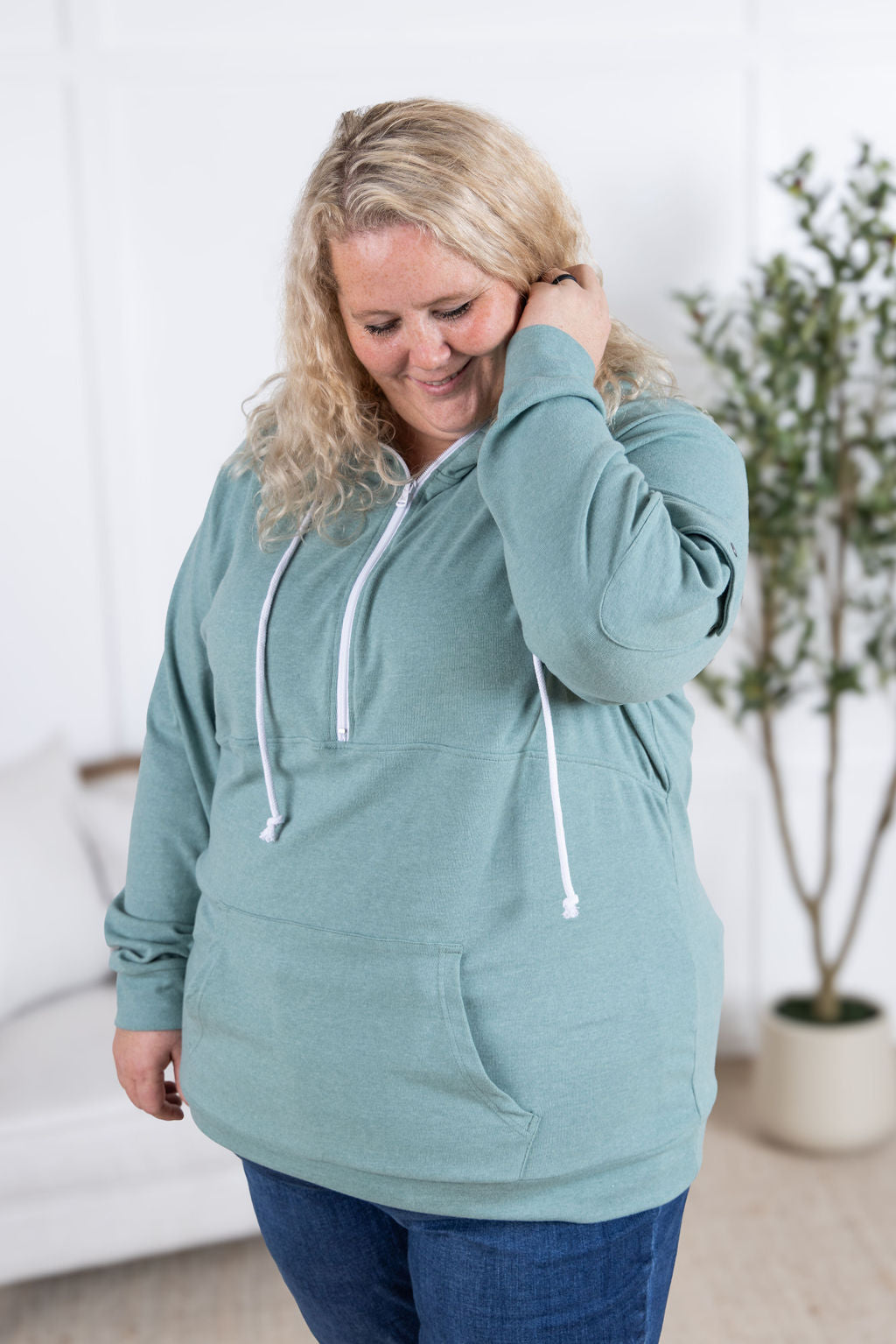 Pixie Pocket Halfzip Hoodie - Sage