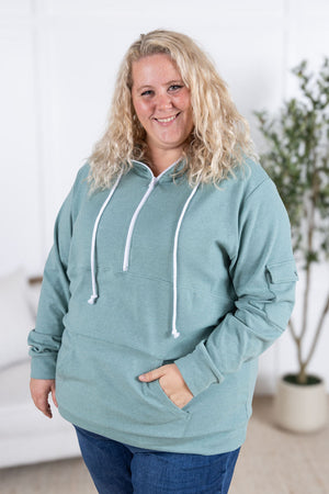 Pixie Pocket Halfzip Hoodie - Sage